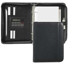 Black Leather Zippered 3-Ring Calendar Organizer